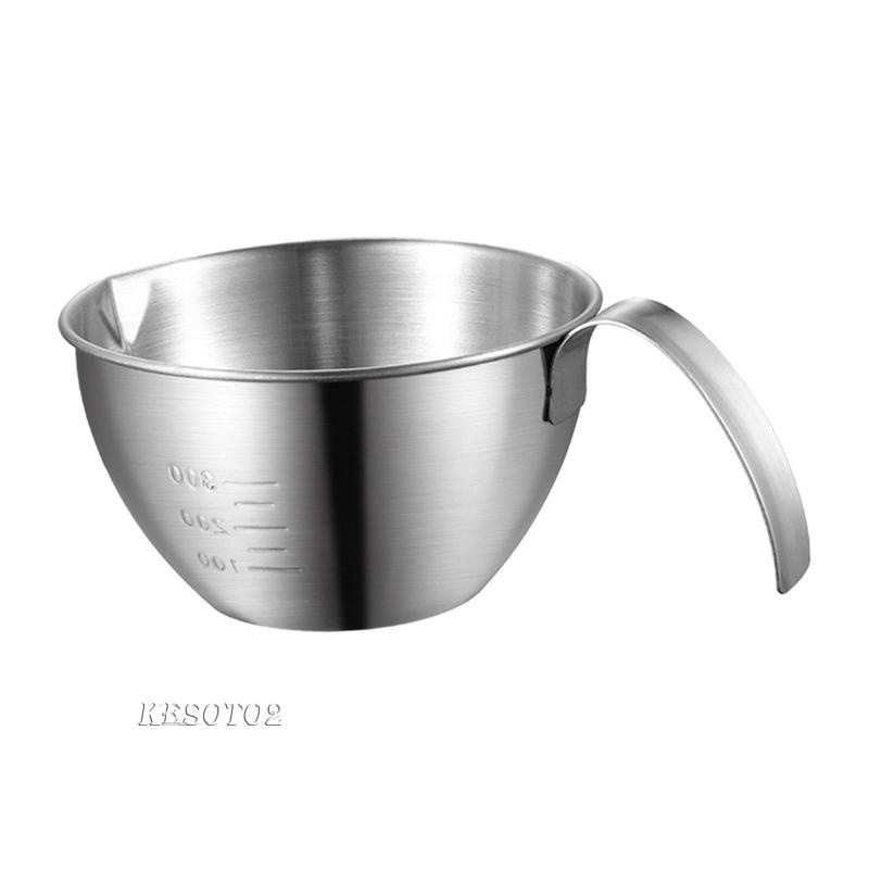 Bộ 2 Tô Kim Loại Tay Cầm Dài Chống Trượt Có Thang Đo Dùng Để Trộn Trứng / Món Tráng Miệng