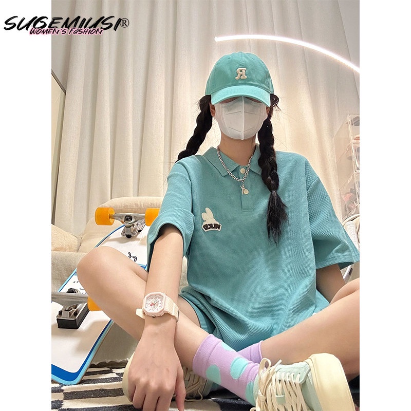 Sugemiusi Set Đồ Thể Thao Áo Thun Polo Ngắn Tay Và Quần Short Thời Trang Mùa Hè Cho Nữ