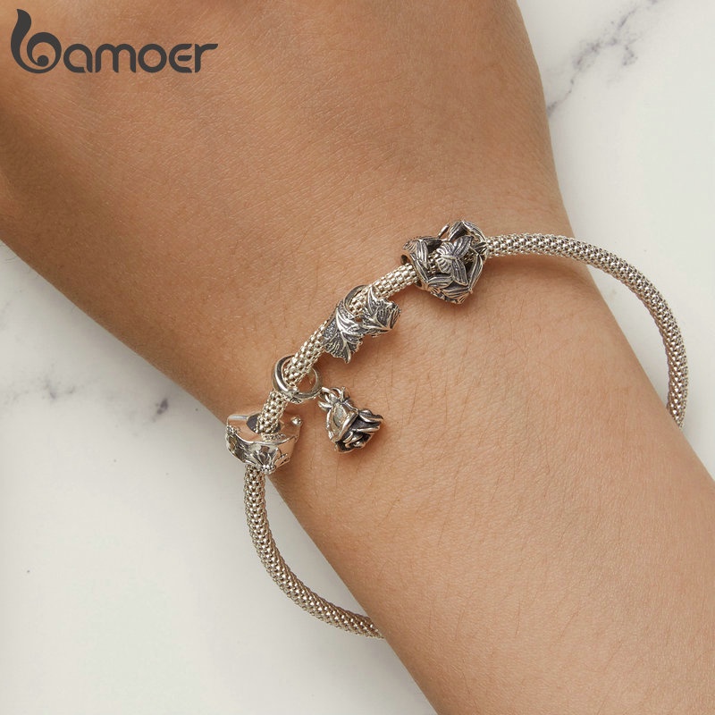 BAMOER Hạt Xâu Chuỗi Mạ Bạc 925 Thời Trang