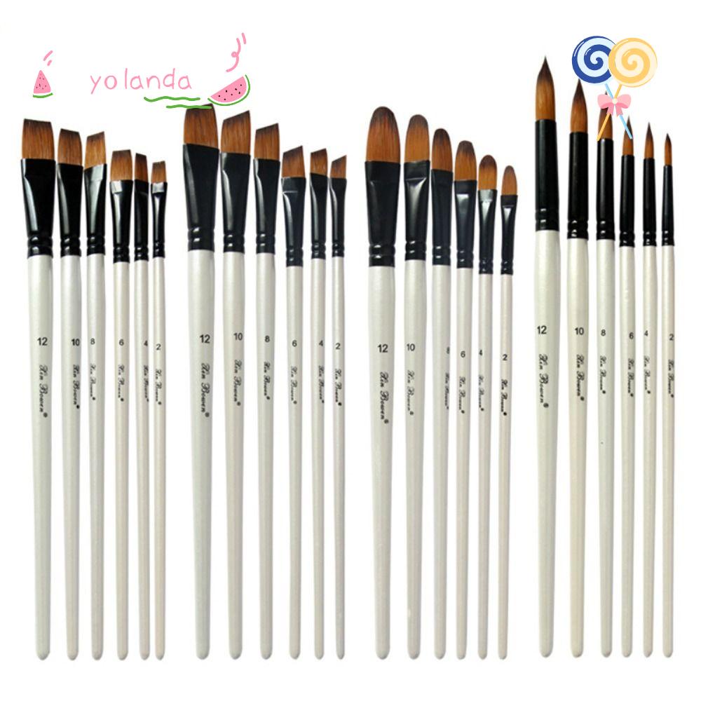 Bộ 6 Cọ Vẽ Tranh Sợi Nylon Cán Gỗ Dành Cho Người Mới Bắt Đầu