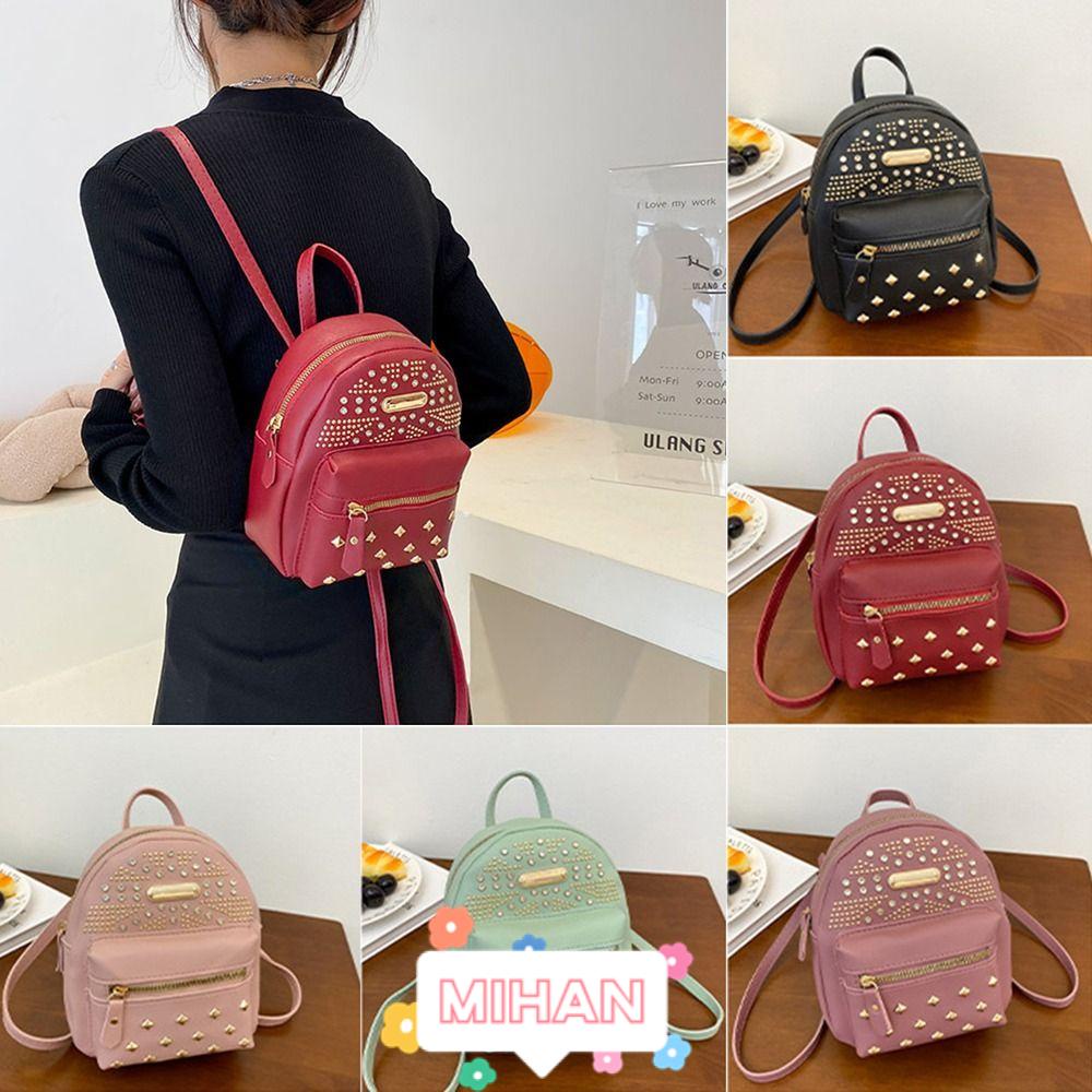 Ba Lô Da PU Mini Đính Đinh Tán MIHAN1