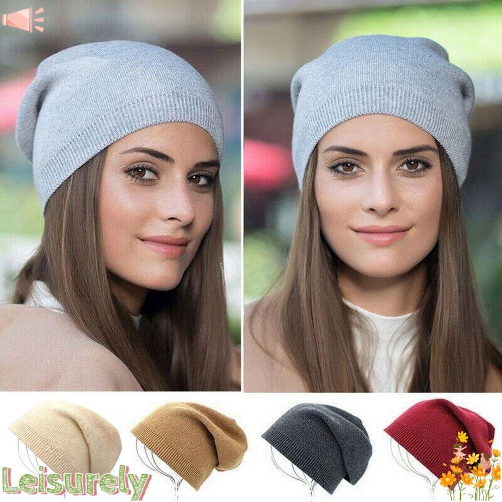 Mũ Len Dệt Kim Mỏng Màu Trơn Giữ Ấm Mùa Đông Kiểu Mới