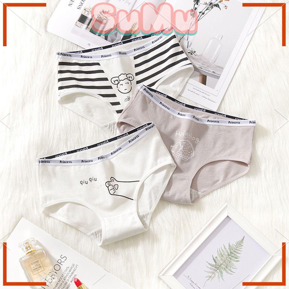 Quần Lót Cotton Thoáng Khí Thoải Mái In Họa Tiết Hoạt Hình Đáng Yêu Cho Nữ