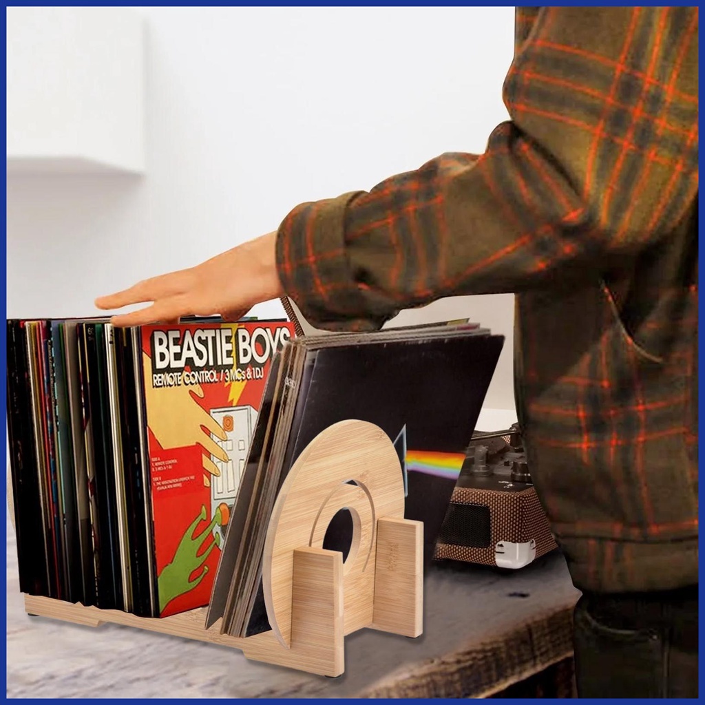 Giá Đỡ Trưng Bày Đĩa Vinyl Bằng Tre Cho 50 LPs