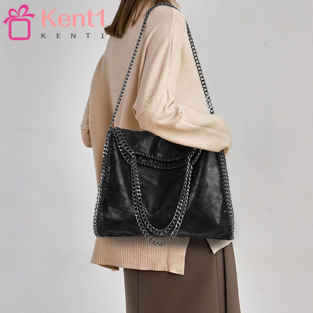 1 Túi Kẹp Nách Dây Xích Sức Chứa Lớn Màu Đen Cho Nữ