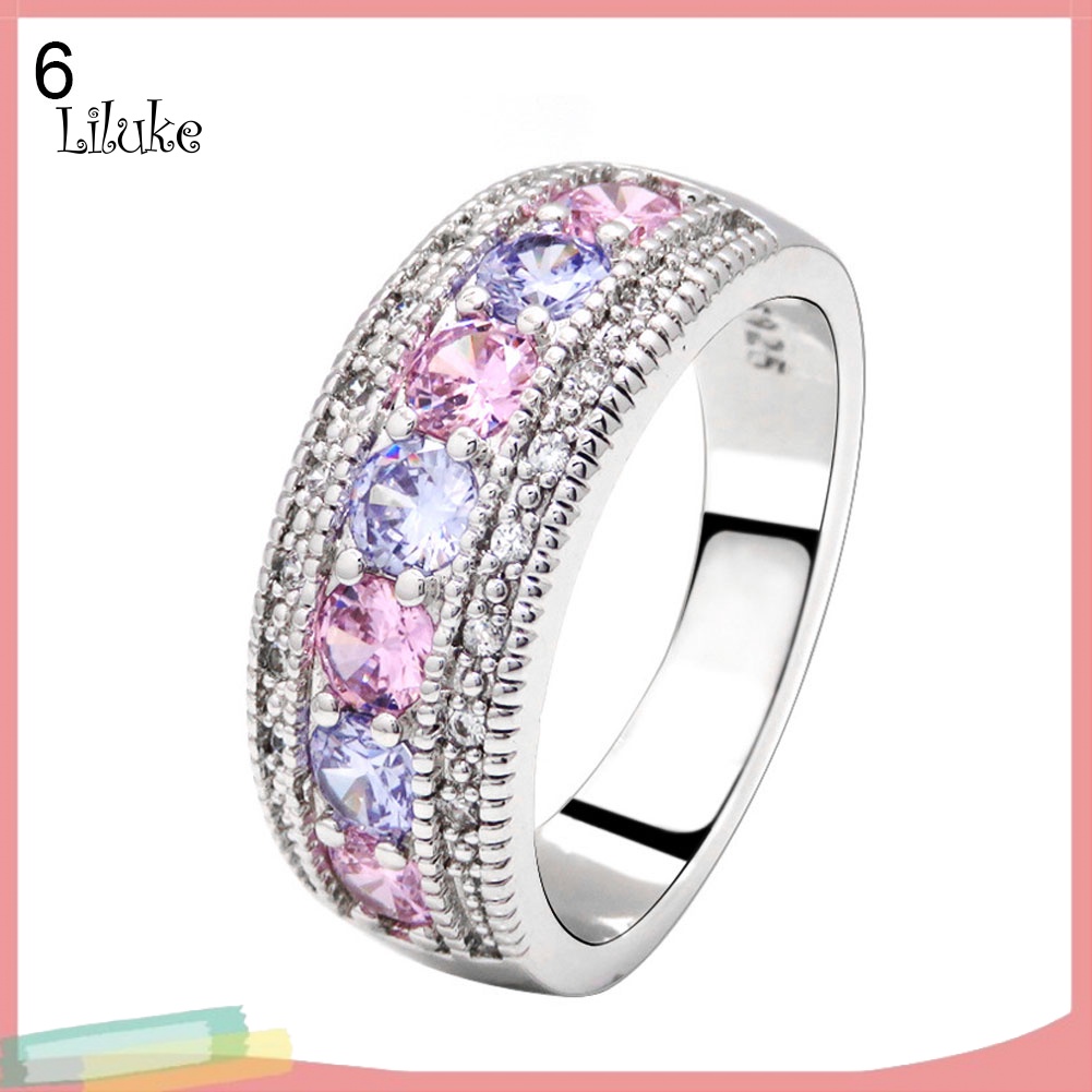 Nhẫn Đính Đá Nhiều Màu Trang Trí Đá Zirconia Thời Trang Cho Nữ