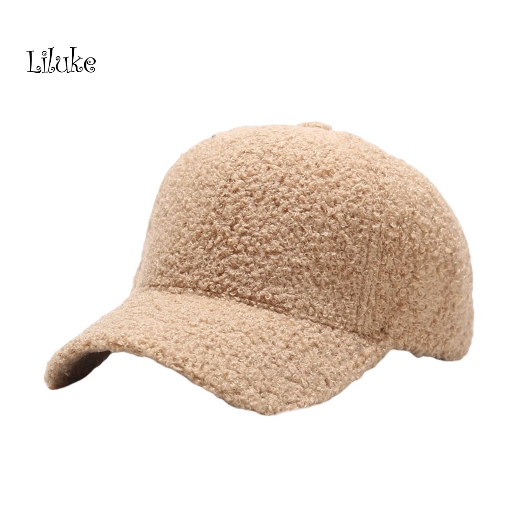 Mũ Lưỡi Trai Len Lông Cừu Nhân Tạo Vành Cong Dày Màu Sắc Trơn Chống Gió Chống Nắng Điều Chỉnh Được Sử Dụng Hàng