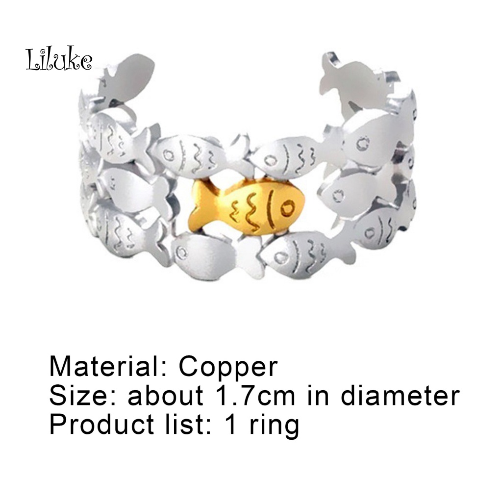 Nhẫn Hợp Kim Hở Trang Trí Hình Cá Nhỏ Xinh Xắn Cho Nữ