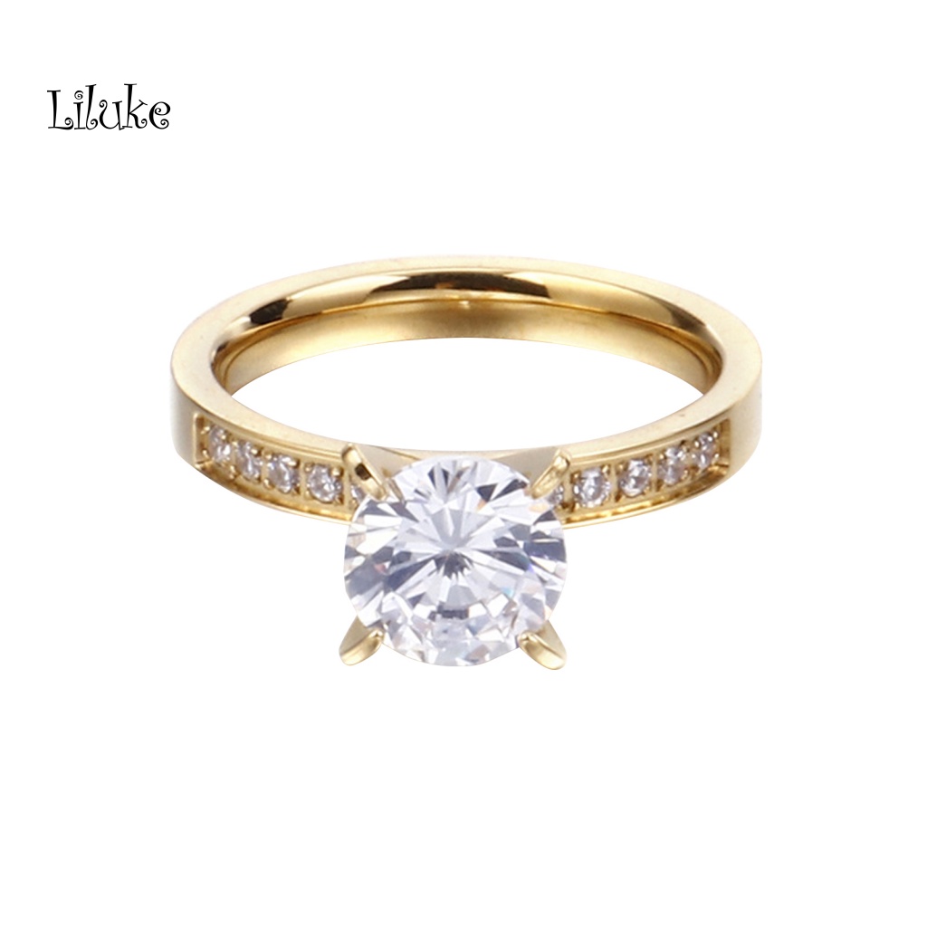 Nhẫn Nữ Chất Liệu Thép Không Gỉ Đính Đá Thời Trang