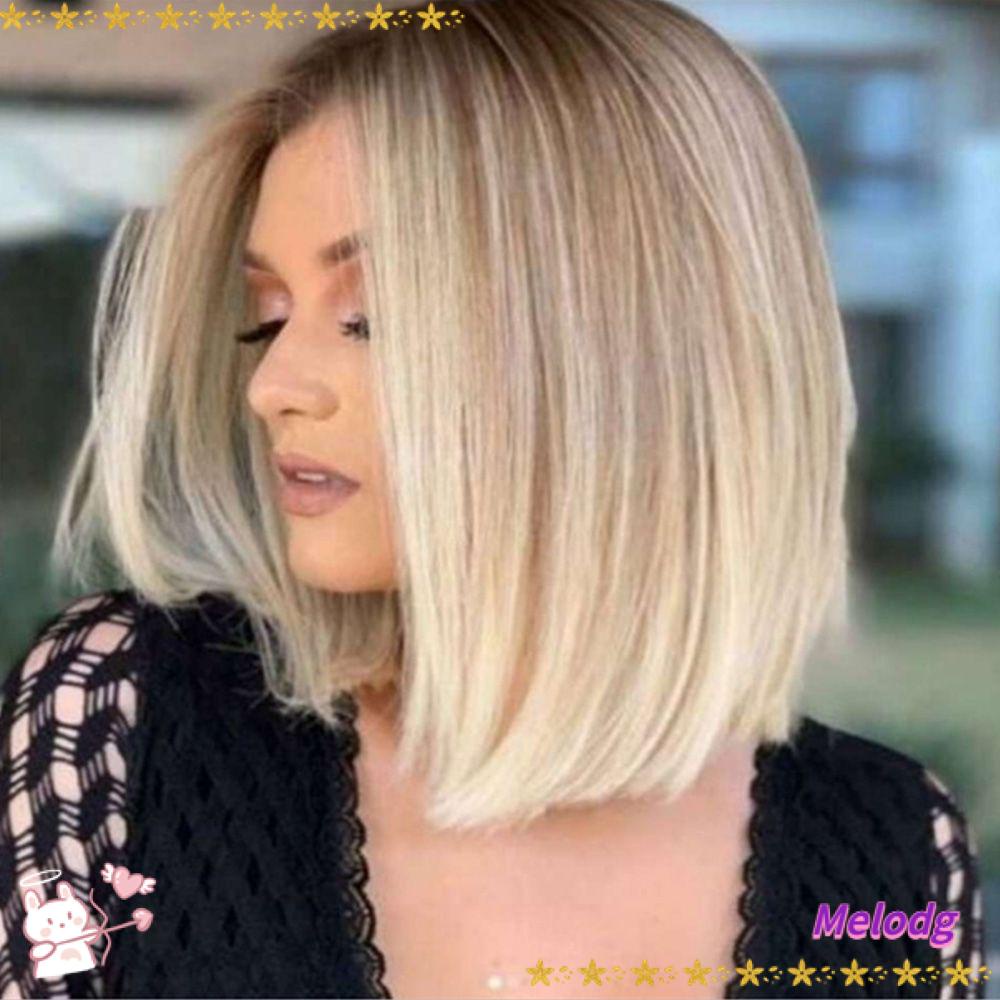 MELODG Bộ Tóc Giả Ngắn Màu Ombre Tự Nhiên