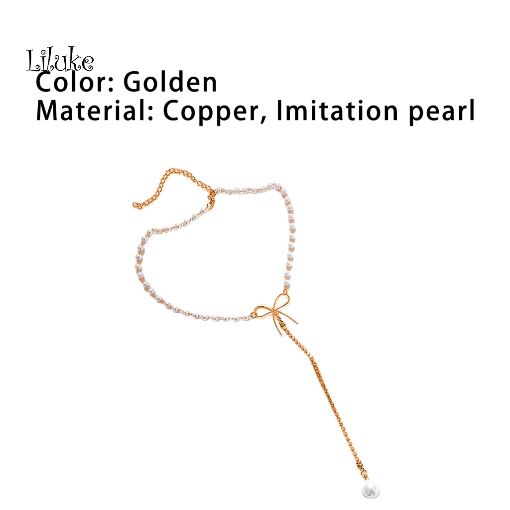 Vòng cổ Hợp Kim Trang Trí Nơ Và Ngọc Trai Giả Xinh Xắn Thời Trang Cho Nữ