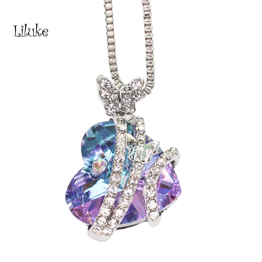 Vòng cổ Mạ Bạc Trang Trí Trái Tim Đính Đá Xinh Xắn Cho Nữ