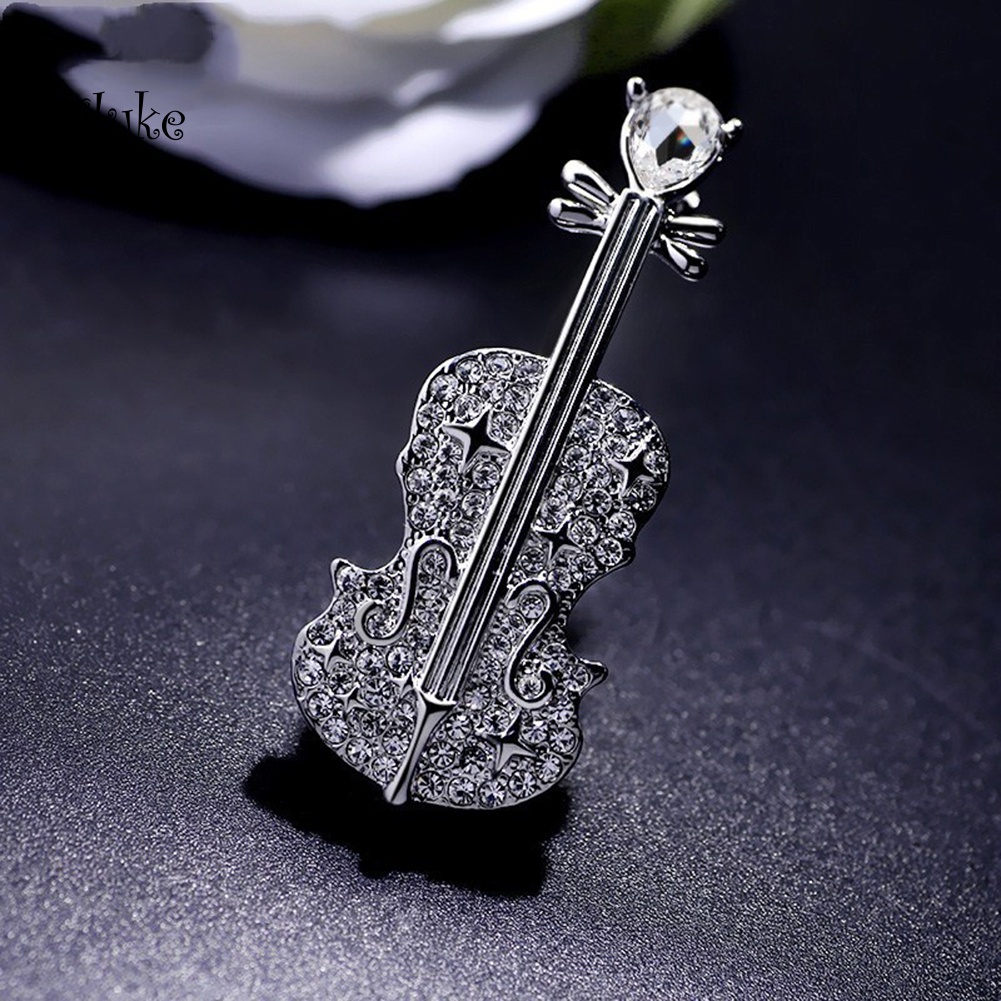 Ghim Cài Áo Hình Đàn Violin Đính Đá Độc Đáo Xinh Xắn