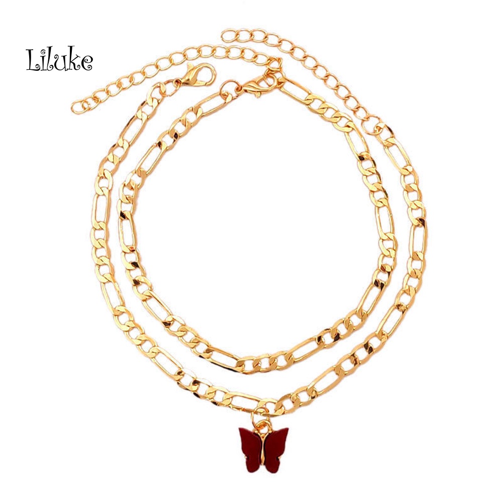 Bộ 2 Vòng Đeo Cổ Chân Cá Tính Bằng Hợp Kim Có Thể Điều Chỉnh Kích Thước