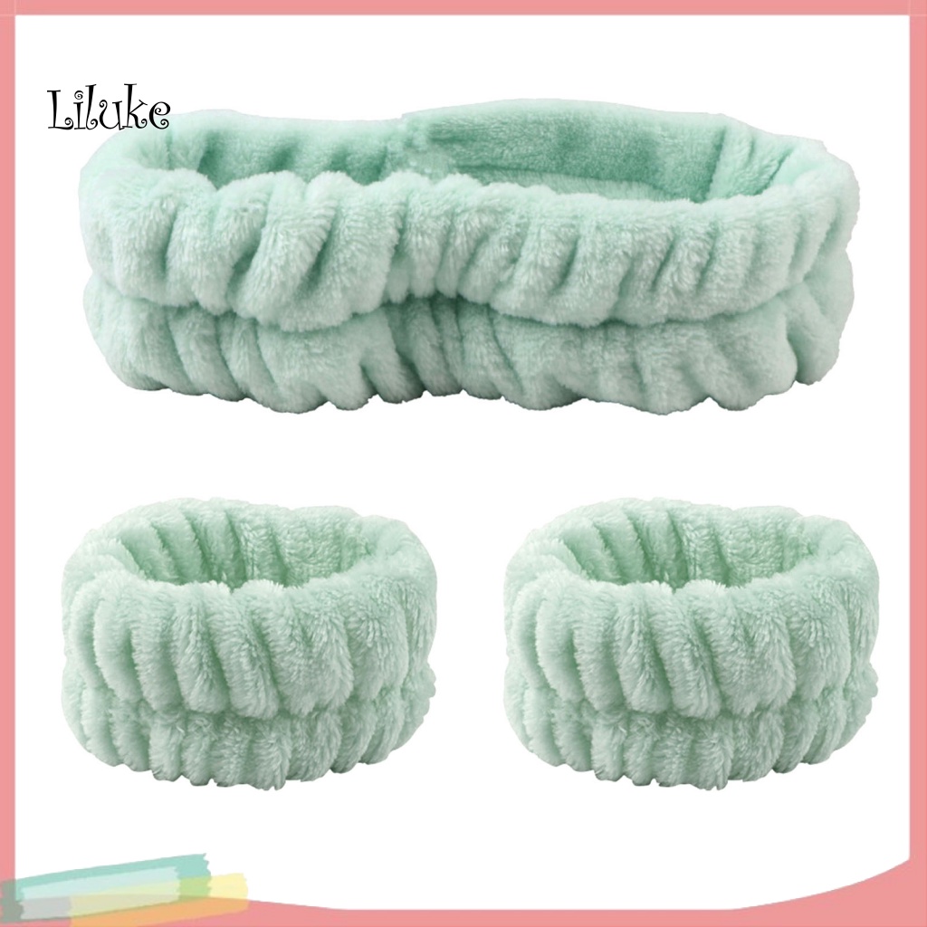 Set 3 Băng Đô Trang Điểm Màu Sắc Tươi Sáng Co Giãn Tốt