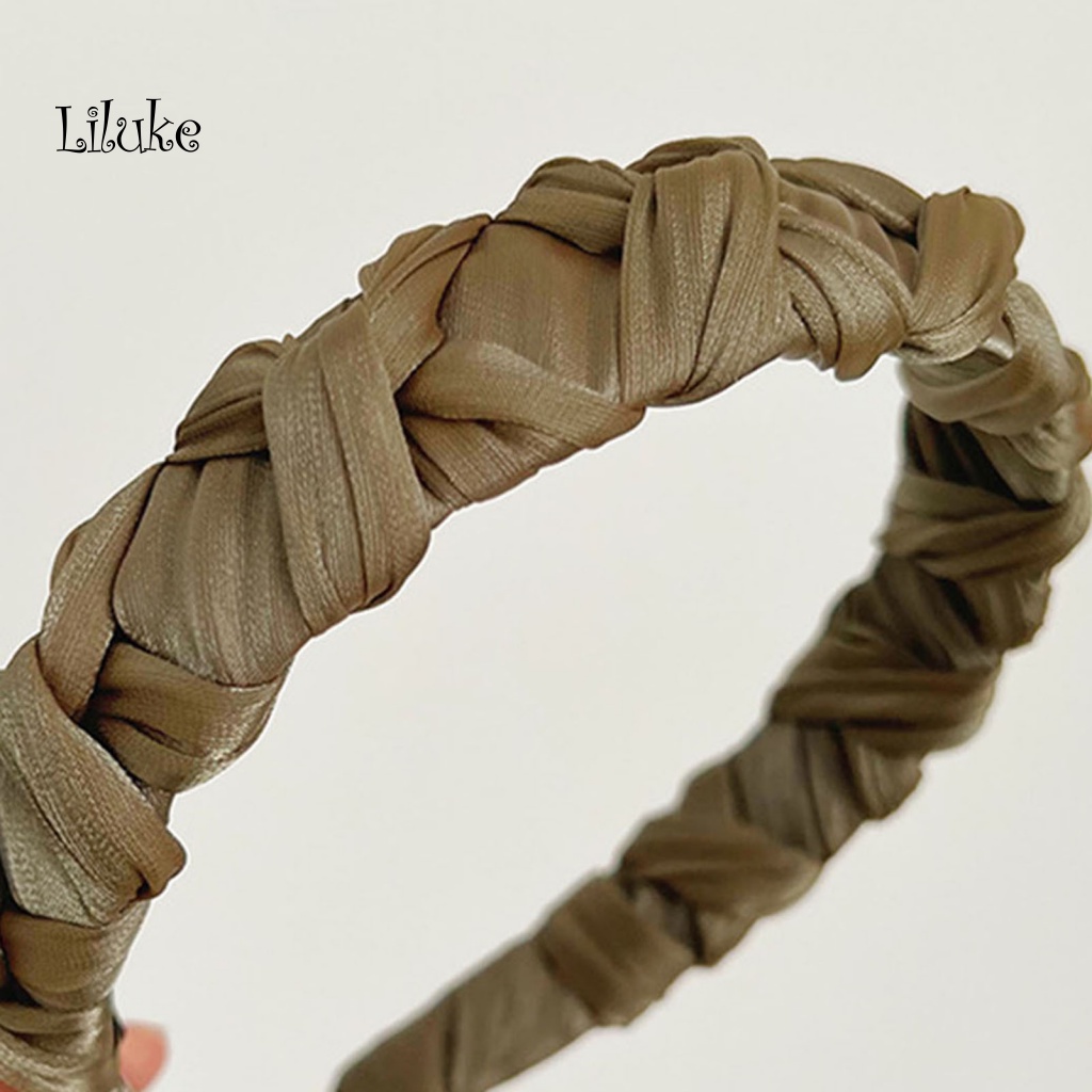 Băng Đô Cài Tóc Bằng Lụa Mềm Mại Màu Trơn Trang Nhã Cho Nữ