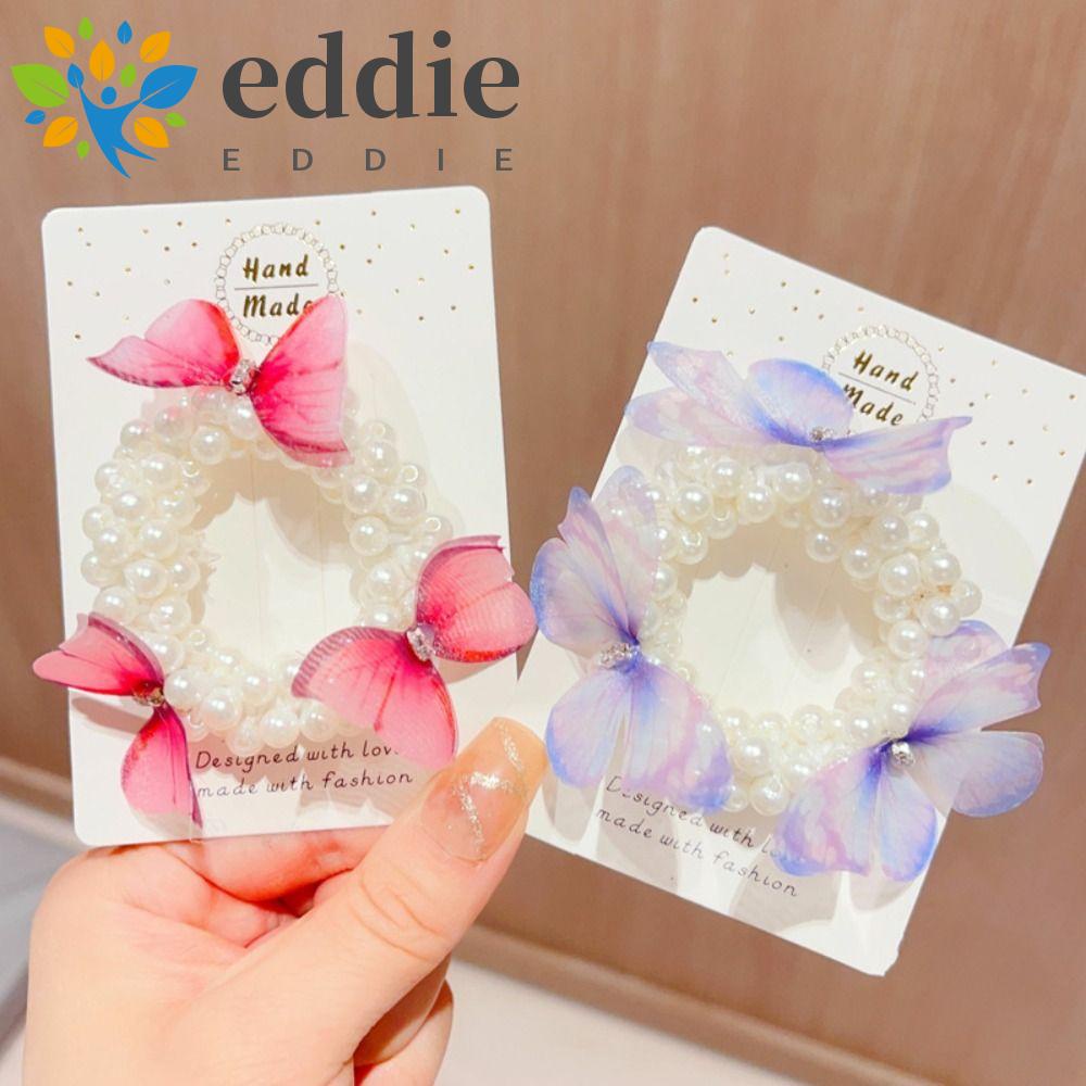 Dây Cột Tóc Đính Hạt Lấp Lánh Hình Bướm 26Ede Ngọt Ngào Thoải Mái Cho Bé Gái