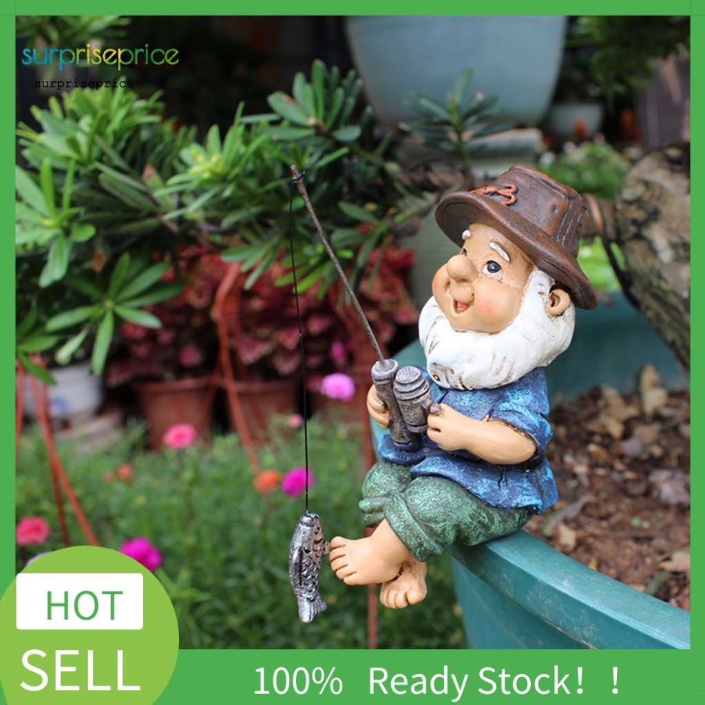 Mô Hình Tượng Người Câu Cá Đáng Yêu Bằng Nhựa Resin Thủ Công Trang Trí Sân Vườn