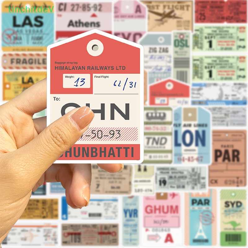 Set 40 Miếng Dán Trang Trí Vali Du Lịch / Hành Lý Họa Tiết Graffiti Kiểu Retro