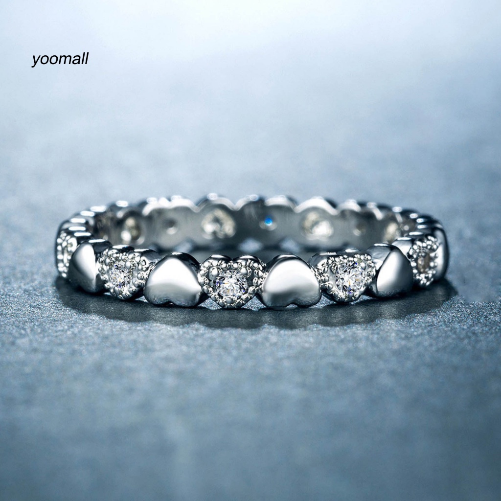 Nhẫn Đính Đá Zircon Hình Trái Tim Thời Trang Cho Nữ