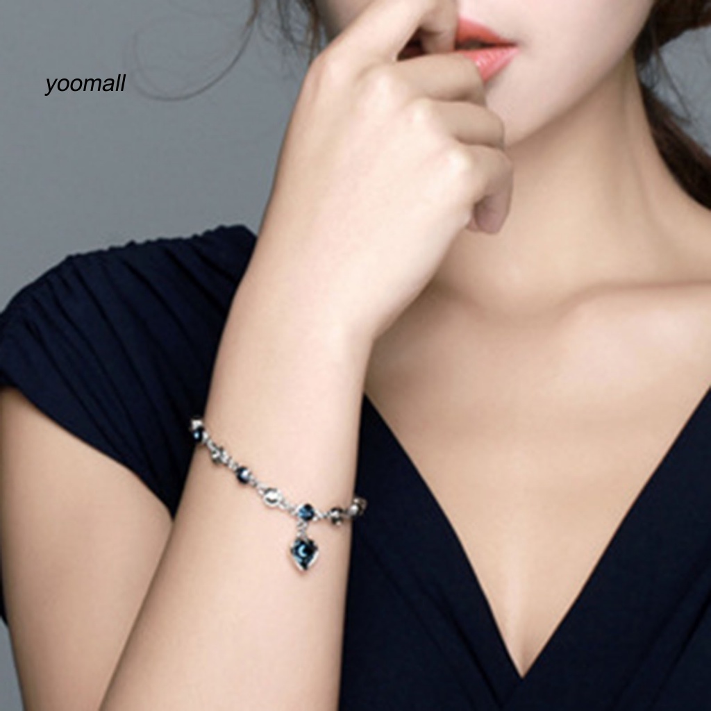 Vòng Tay Chuỗi Xích Đính Đá Zircon Hình Trái Tim Cho Ngày Valentine