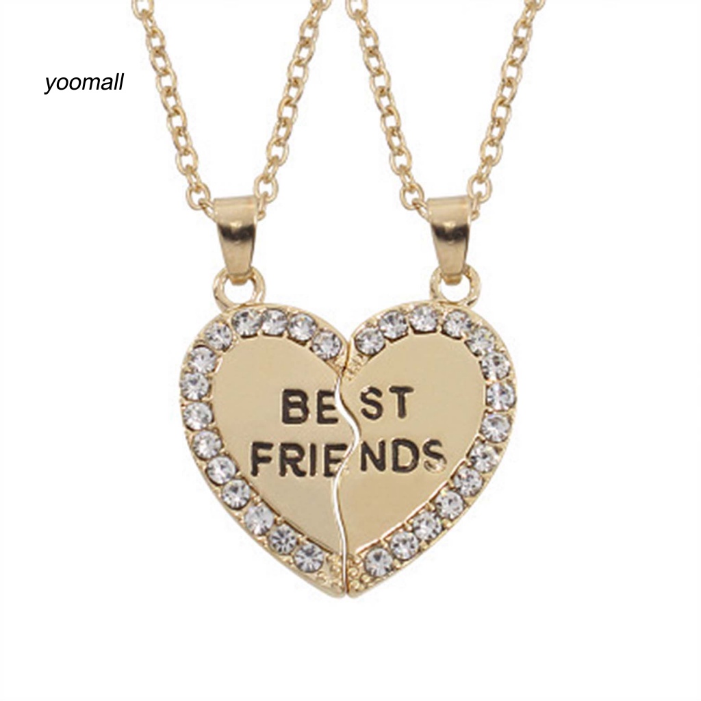 Set 2 Dây Chuyền Tình Bạn Mặt Trái Tim Đính Đá Lấp Lánh