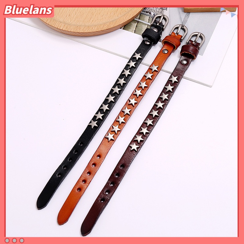 Vòng Tay Da Bò Đính Ngôi Sao Năm Cánh Phong Cách hip hop