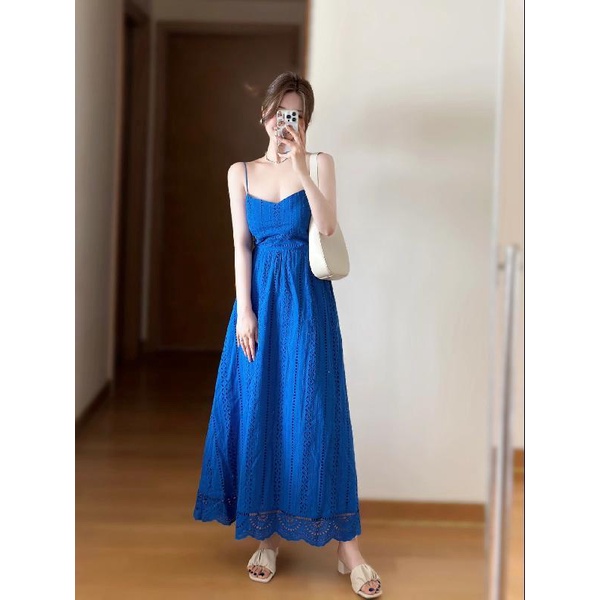 Đầm Hai Dây Nhấn Eo Size Lớn Phong Cách Pháp Thời Trang Mùa Hè Cho Nữ