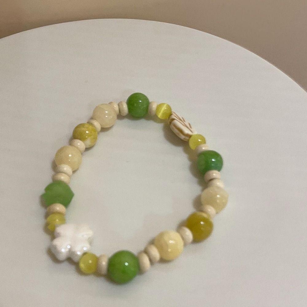 Vòng Tay Chuỗi Hạt Mắt Mèo / Voi / Hoa Phong Cách Hàn Quốc Cho Nữ