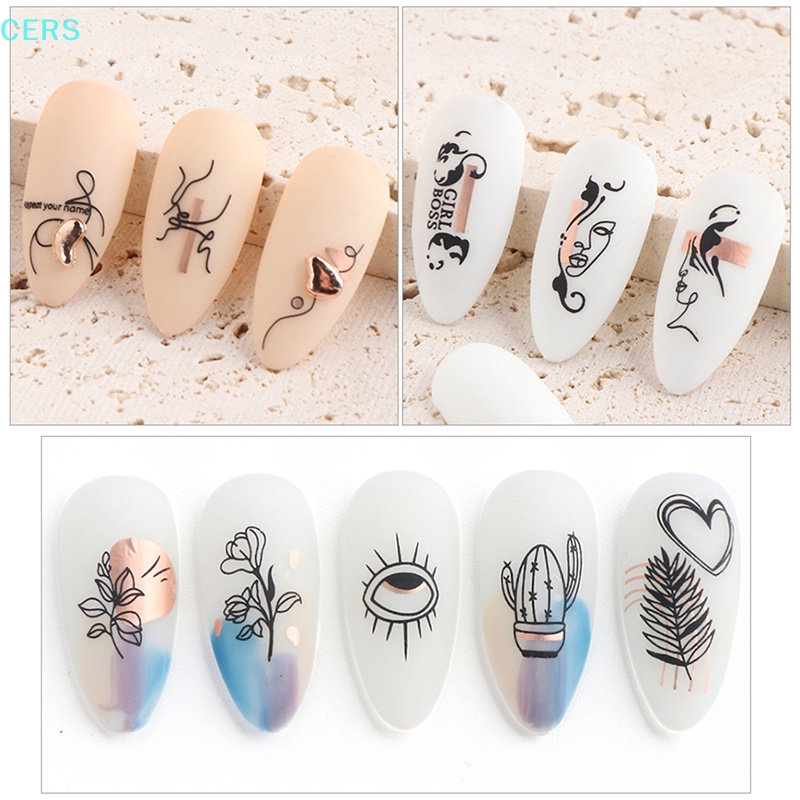 Miếng Dán Trang Trí Móng Tay 3D Họa Tiết Đường Kẻ Trừu Tượng Độc Đáo