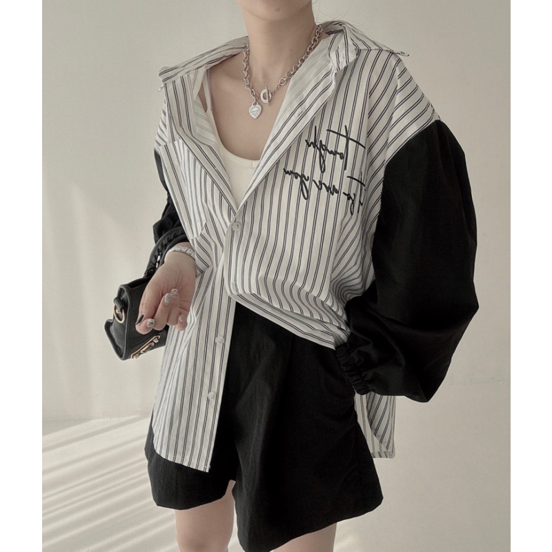 Áo Sơ Mi Tay Dài Chống Nắng In Chữ Phong Cách Hàn Quốc Thời Trang Mùa Hè Cho Nữ