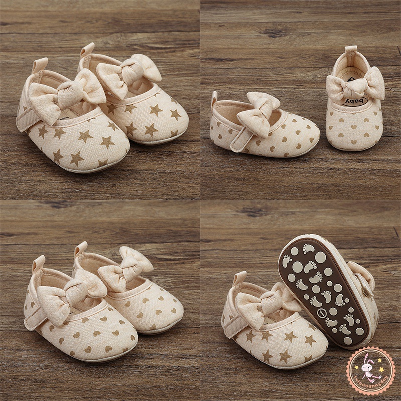 Giày Đế Mềm Chống Trượt Đính Nơ Dễ Thương Cho Bé