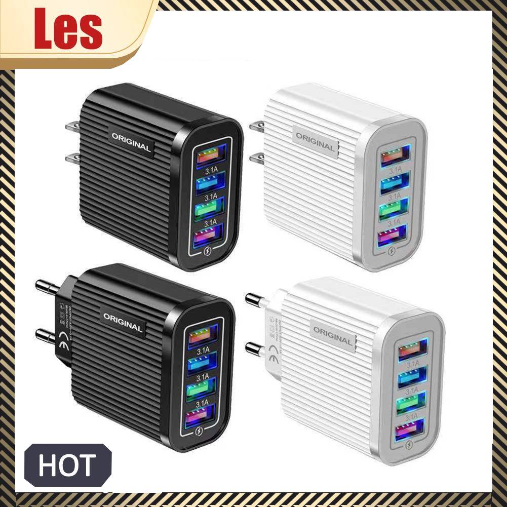 Củ Sạc 4 Cổng USB 3.1A Phích Cắm EU / US Cho Điện Thoại