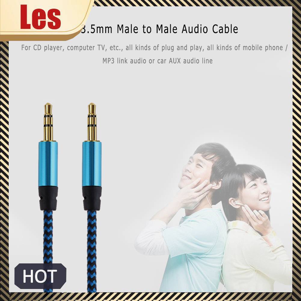 Dây Cáp Âm Thanh Mạ Vàng 1m 3.28ft 3.5mm Male Sang Male Cho Xe Hơi