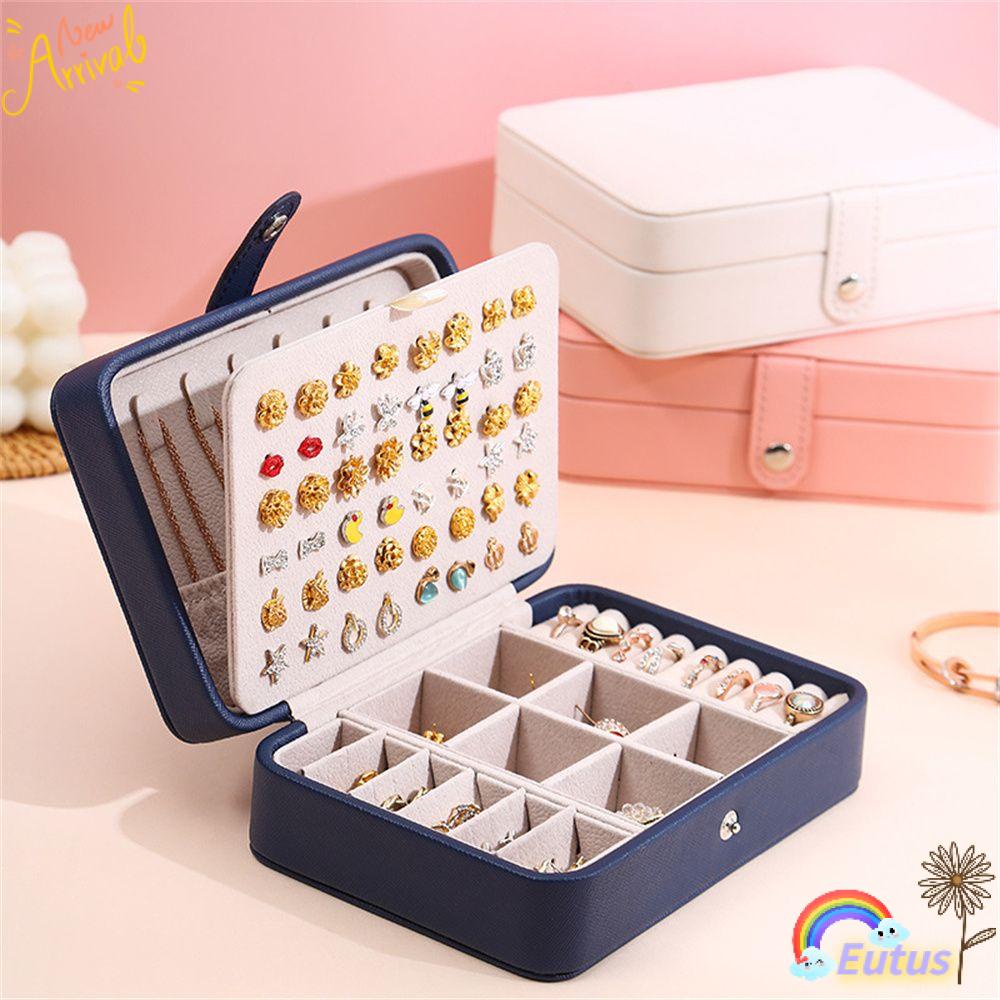 EUCA Hộp Da PU Trưng Bày Bông Tai Tiện Dụng Khi Đi Du Lịch Ốp