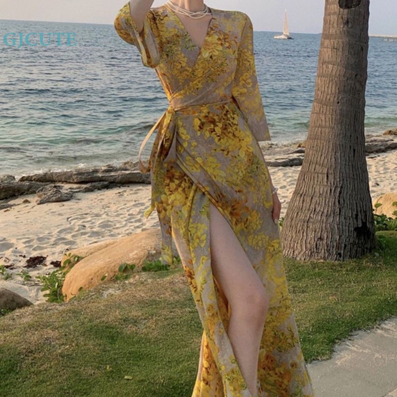 Đầm Dài Dáng Rộng In Họa Tiết Hoa Thời Trang Mùa Hè Xinh Xắn Cho Nữ