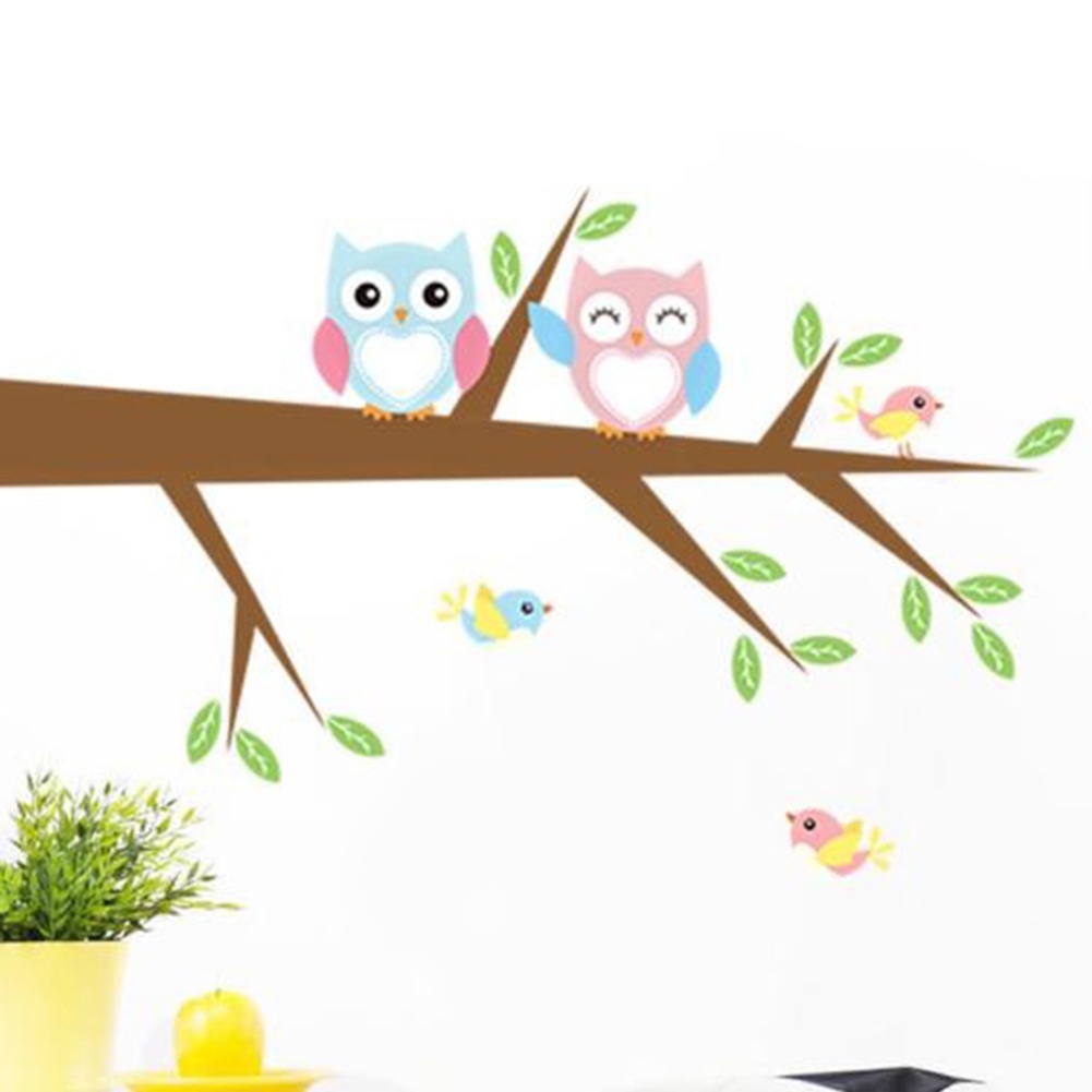 Miếng Dán Tường Trang Trí Hình Chim Cú Hoạt Hình Tháo Rời Được DIY Dành Cho Phòng Ngủ Trẻ Em