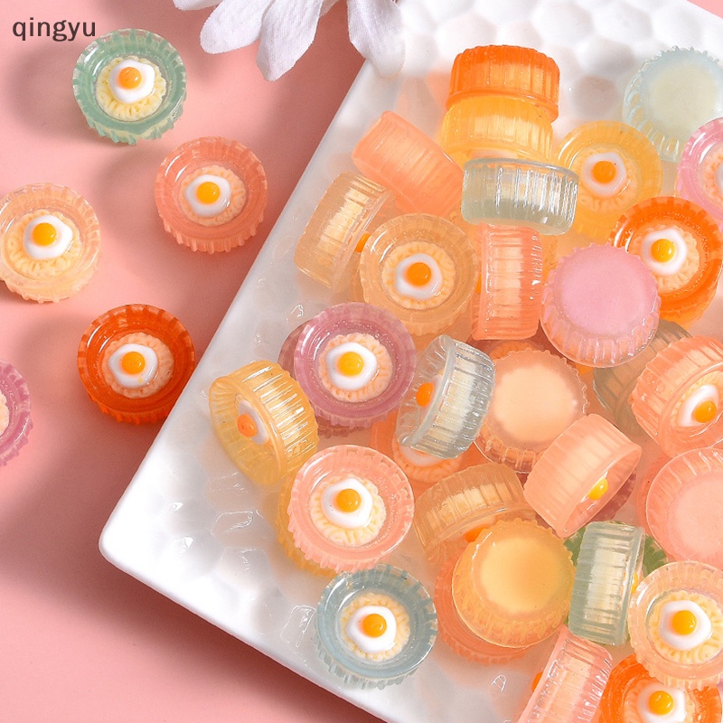 Qingyu Bộ 5 Đồ trang trí Trứng Ngâm Sợi Dạ Quang Mini Bằng Nhựa Resin Phát Sáng Trong Bóng Tối Trang Trí