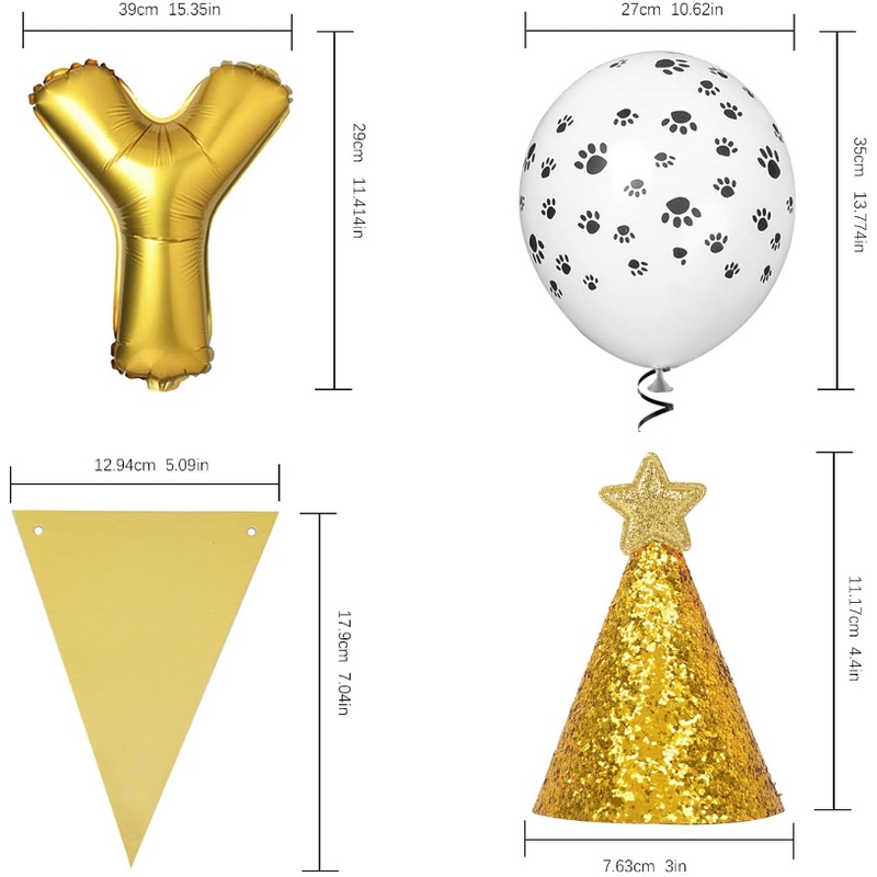 Set 25 Bong Bóng Tráng Nhôm Hình Dấu Chân Chó / Mèo Trang Trí Tiệc Sinh Nhật