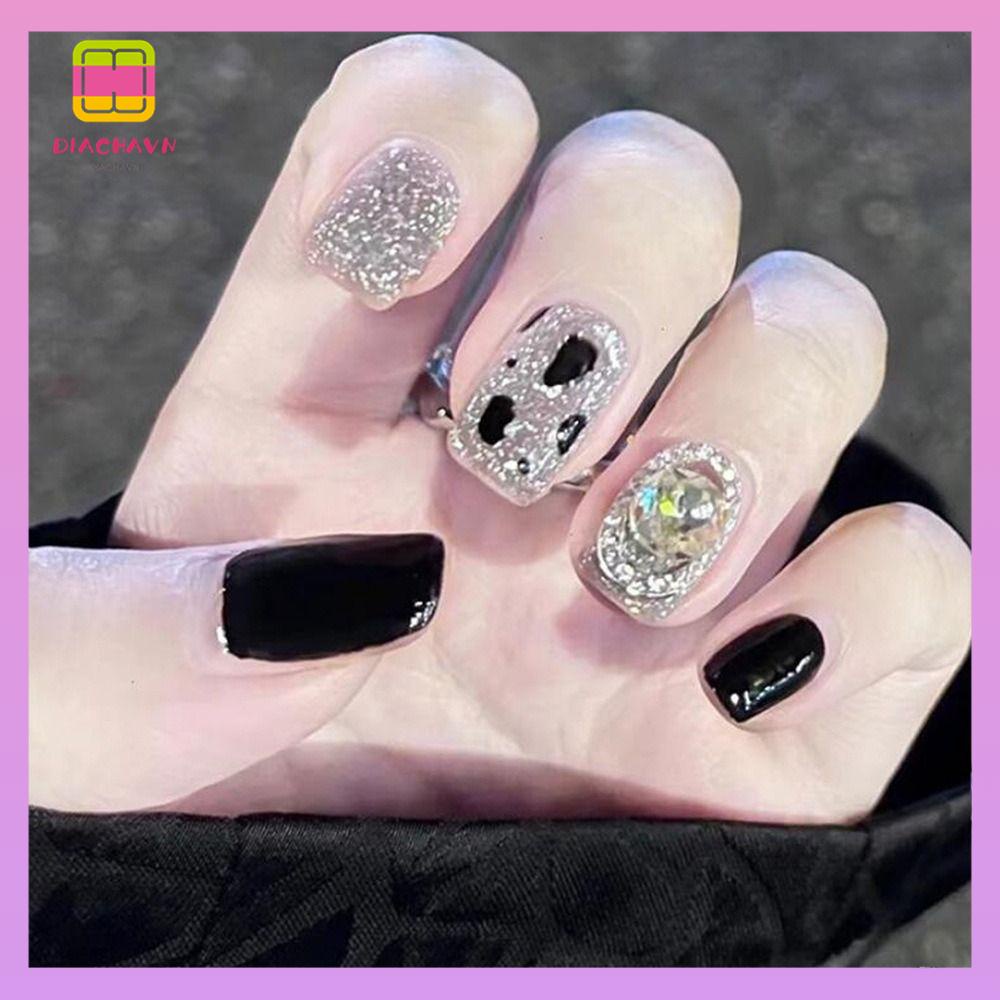 DIACHAVN Móng Tay Giả Đầu Tròn Che Phủ Toàn Diện Phong Cách Pháp Thời Trang Cho Nữ