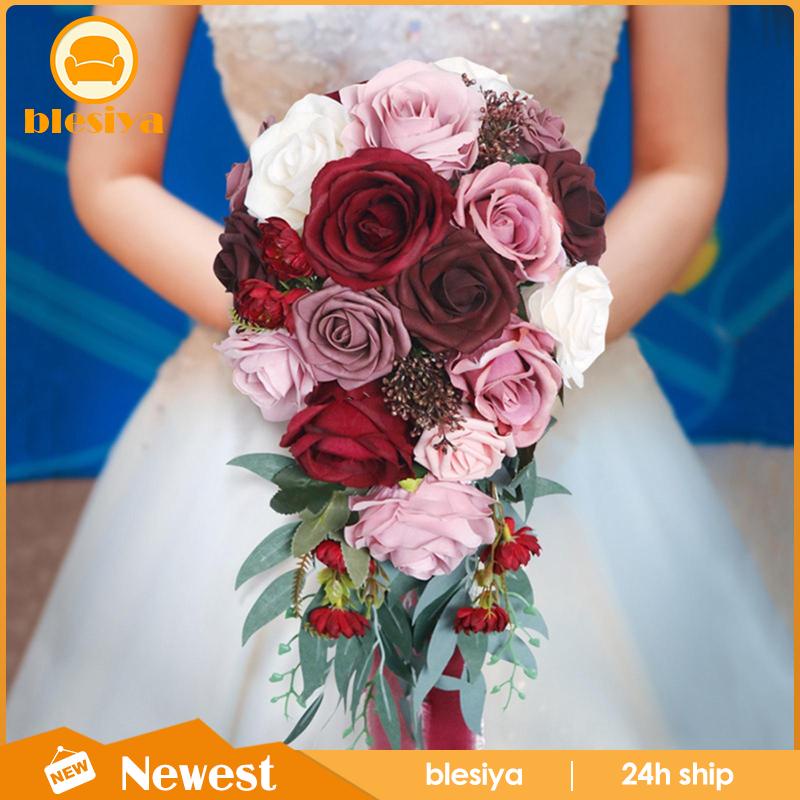 [Blesiya] Bó Hoa Hồng Nhân Tạo Lãng Mạn Cho Cô Dâu Trong Ngày Cưới