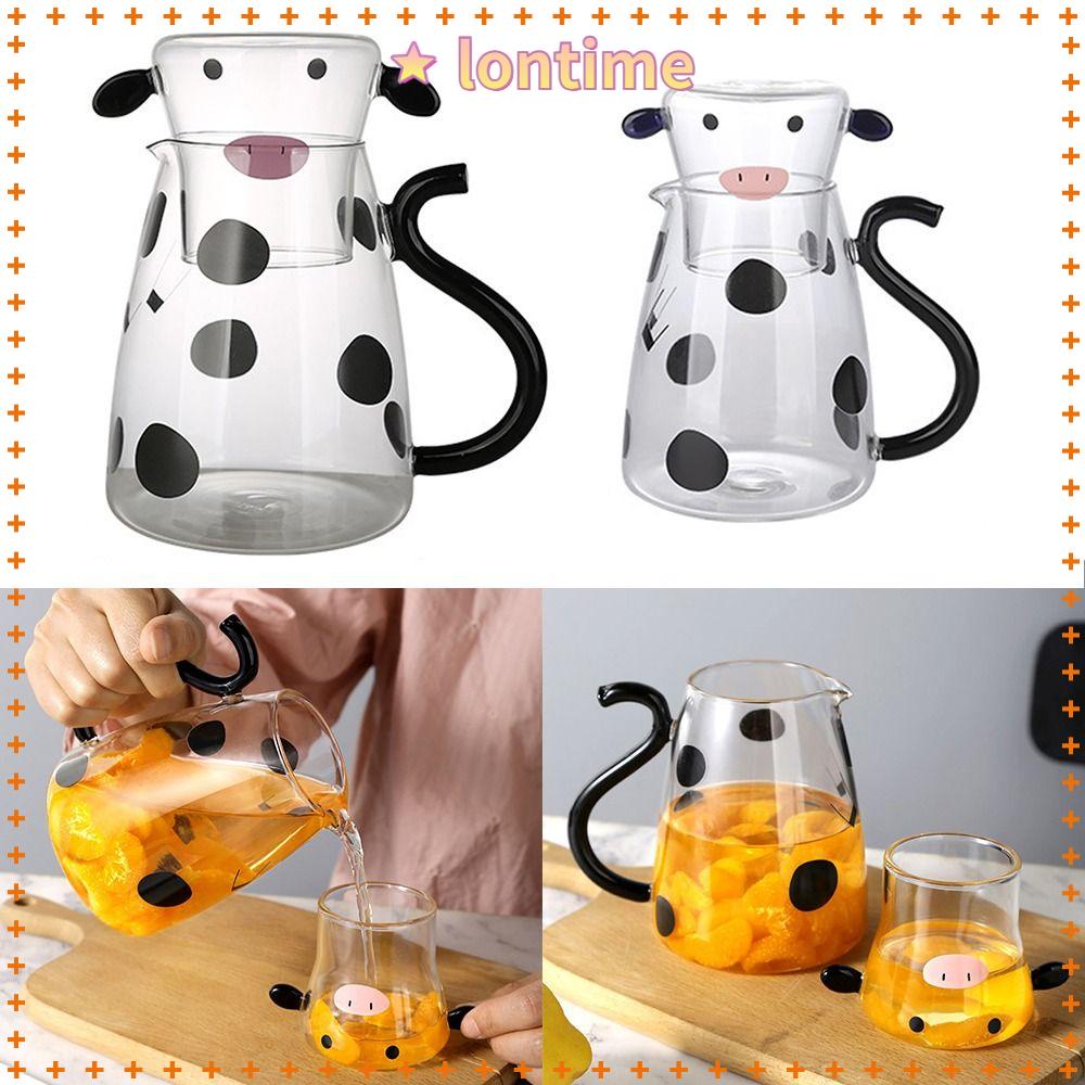 LONTIME Bộ Ấm Trà Bằng Thủy Tinh Trong Suốt Họa Tiết Hoạt Hình Xinh Xắn