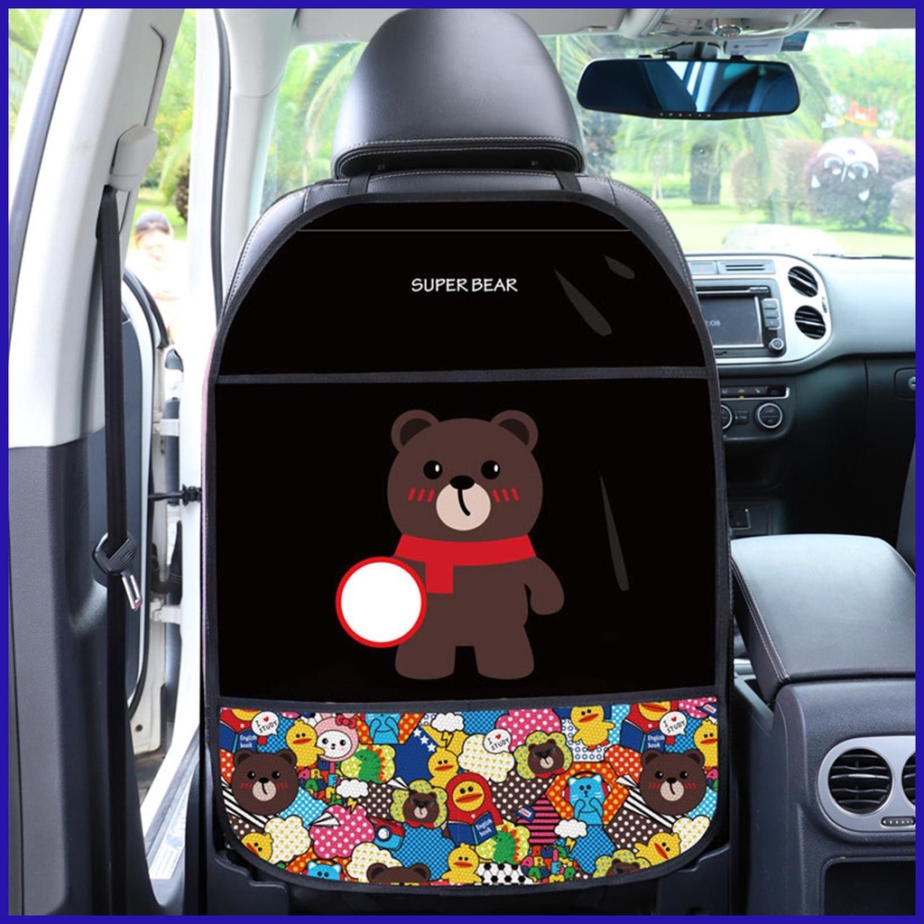 Vỏ Bọc Bảo Vệ Ghế Ngồi Xe Hơi Có Nhiều Túi Chống Đá Họa Tiết Hoạt Hình