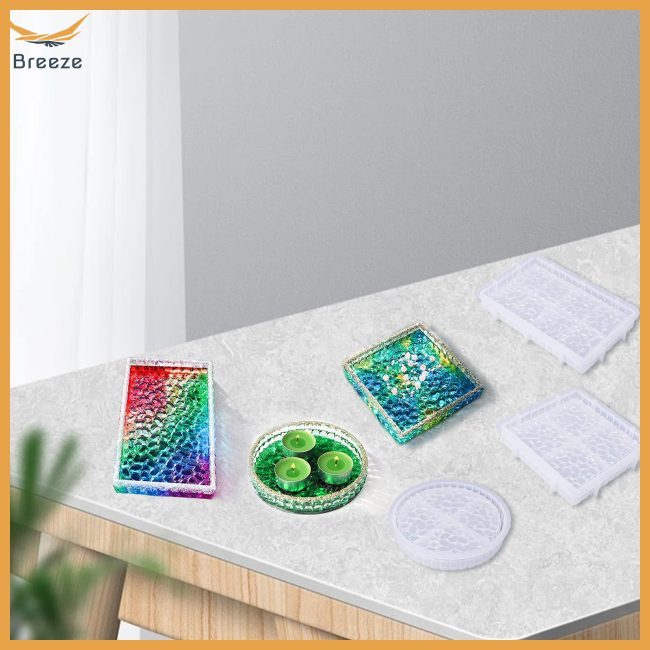 Set 3 Khuôn Silicone Làm Đáy Kim Cương / Tròn / Chữ Nhật Chống Thấm Nước Cho Người Mới Bắt Đầu