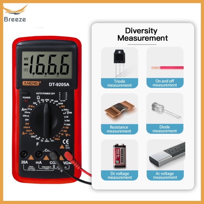 Vạn Năng Kế Điện Tử DT-9205A Màn Hình LCD AC / DC