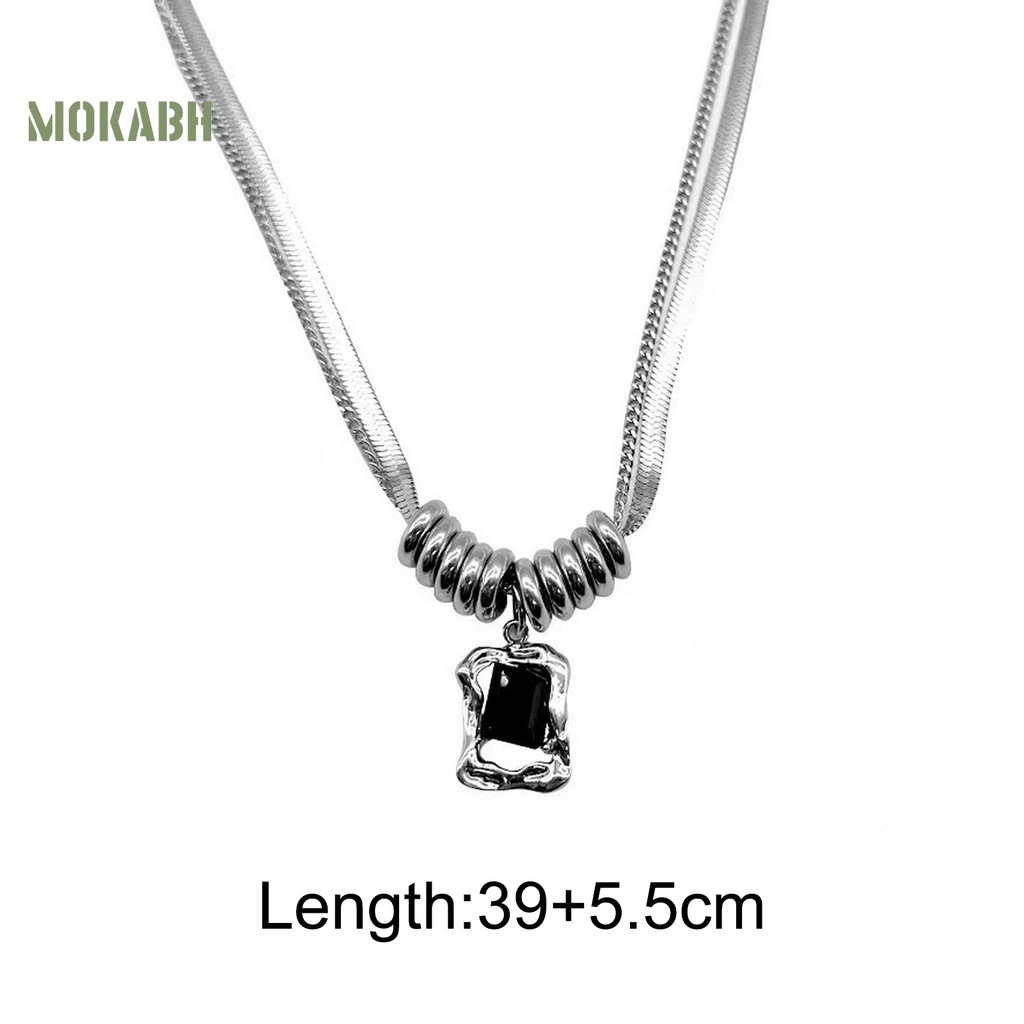 [Mok Abh] Vòng Cổ Hai Lớp Gắn Nhẫn Hình Xương Rắn Đính Pha Lê Giả Thời Trang Cá Tính Dành Cho Nữ