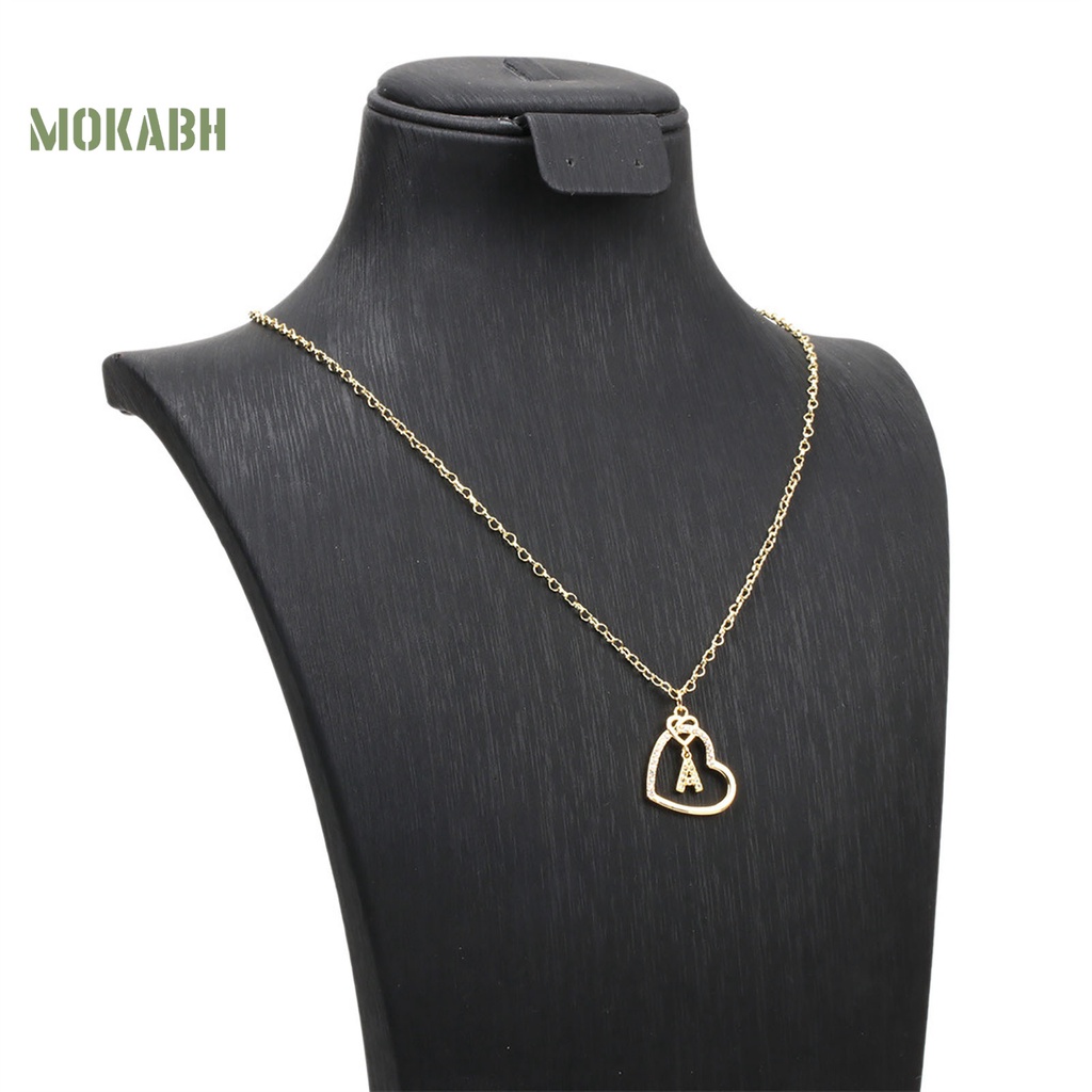 [Mok Abh] Vòng cổ Mặt Hình Trái Tim Và Chữ Cái Đính Đá Zircon Không Gây Dị Ứng Trang Trí Quần Áo