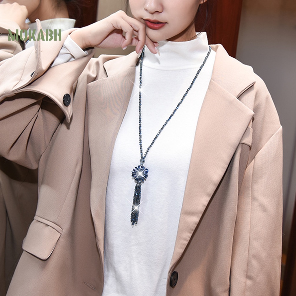 [Mok Abh] Vòng Cổ Nữ Hạt Pha Lê Giả Thắt Nút Dáng Dài Lấp Lánh Dễ Phối Đồ