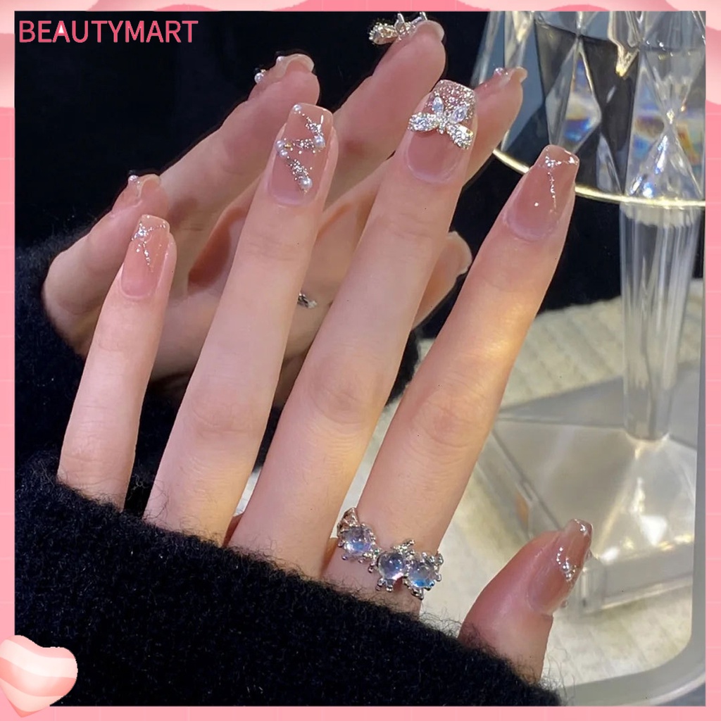 1 Bộ Móng Tay Giả Có Thể Tái Sử Dụng Lâu Trôi Sáng Bóng Phong Cách Nhật Bản