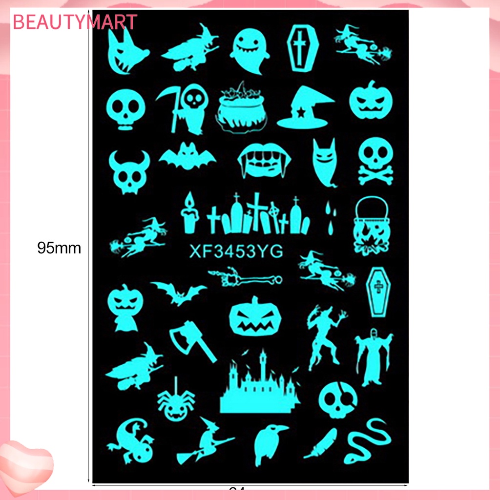 Bộ 12 Miếng Dán Móng Tay Dạ Quang Tự Dính Không Phai Siêu Mỏng Có Thể Tháo Rời DIY